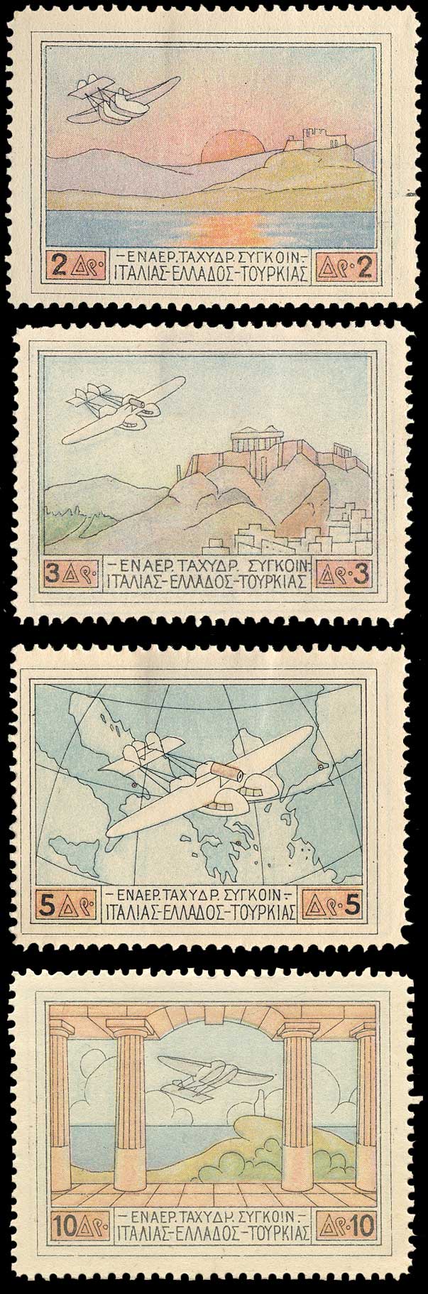 Color scan:Postage stamps (4) of Greece