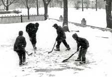 grayscale photograph: Hockey Players