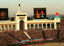 Color photo: View of LA Coloseum during 1984 Olympics