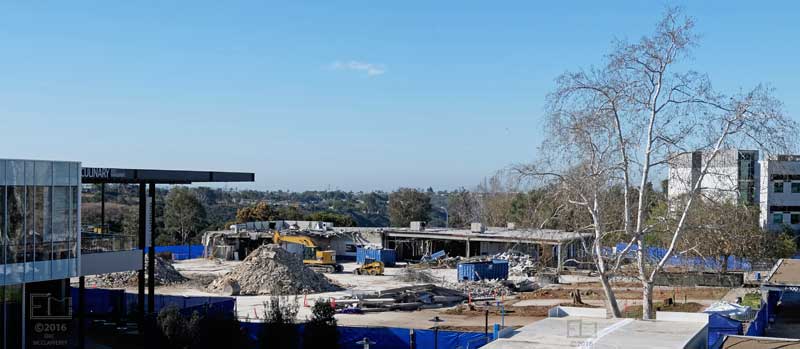 SB101 third floor view of rubble piles and yet to be knocked down portion of  bookstore/cafateria