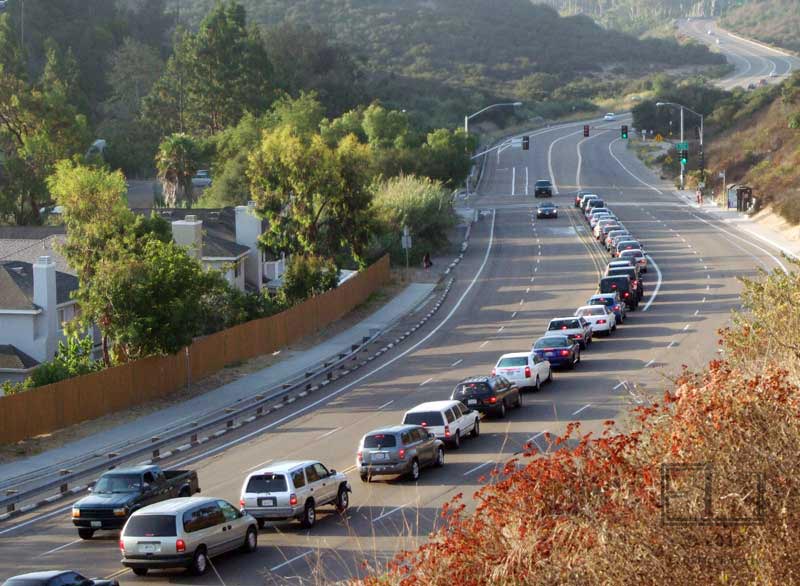 A view overlooking traffic entering Mesa College