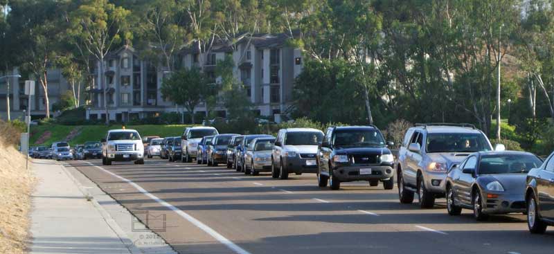 A view overlooking traffic entering Mesa College