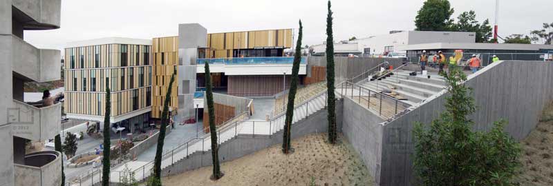 Wide view of Student Services Building, with I300 stairwell on left
