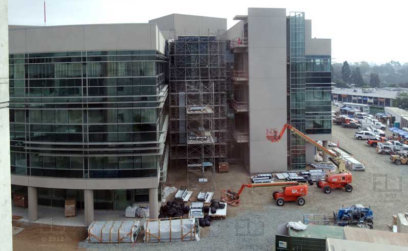 Elevated view of New Science Building from LRC