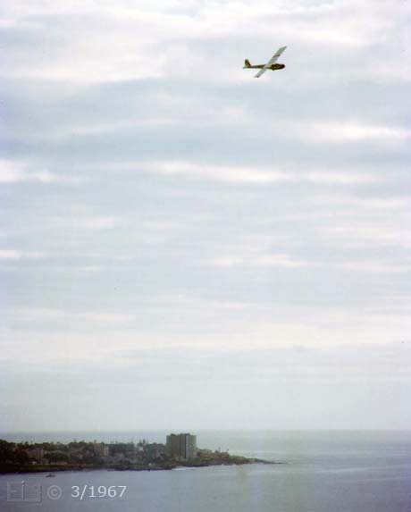 K14 color photo - Portrait view of glider over La Jolla - Embedded text: 3/1967
