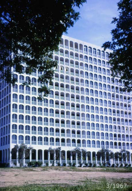 K14 color photo - Portrait view of Seville Apts. - Embedded text: 3/1967