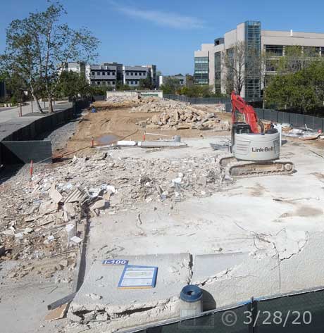 Half of I100 foundation slab removed, elevated view