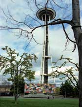 Color photo: The Space Needle and its Seattle Center Park environment
