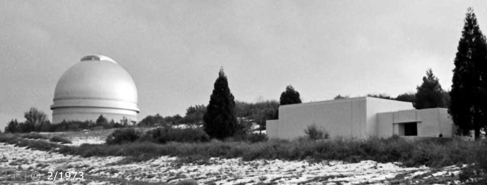 B/W photo: Palomar Observatory and Museum - Embedded text: 2/1973