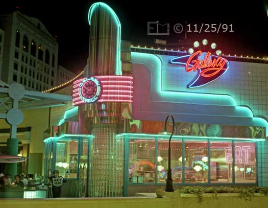 Color photo: Art Deco style restaurant atop Horton Plaza - Embedded text: 11/25/91