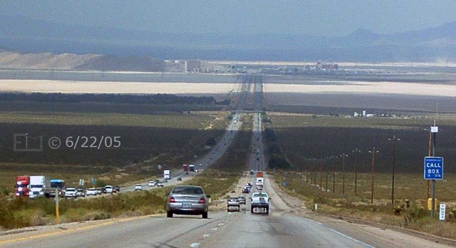 DSC color photo: I15 freeway to Las Vegas; approaching Nevada border  - Embedded text: 6/22/05