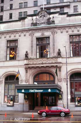 Color photo: Front entrance of Hotel Vancouver - Image taken: 4/7~12/1994