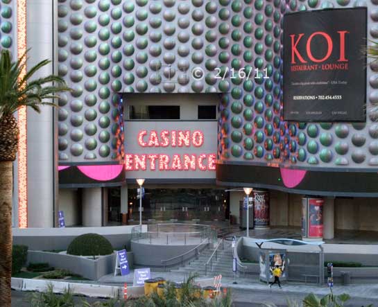 DSC color photo: View of Planet Hollywood from across Las Vegas Blvd - Embedded text: 2/16/11
