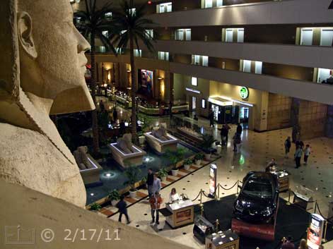 DSC color photo: Second level view of Luxor's entrance area - Embedded text: 2/17/11