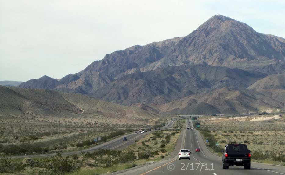 DSC color photo: I15 Freeway (west), west of Baker, CA - Embedded text: 2/18/11