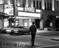 B/W photo: Fox Theater , night time, downtown - Embedded text: 1972
