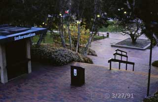 Color photo: A St/Park Blvd entrance way to City College - Embedded text: 3/27/91